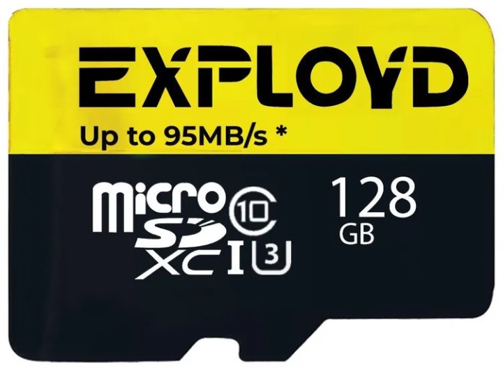 

Карта памяти MicroSDXC 128GB Exployd EX128GCSDXC10UHS-1-ElU3 w Class 10 Premium UHS-I U3 (95 Mb/s) без адаптера, EX128GCSDXC10UHS-1-ElU3 w