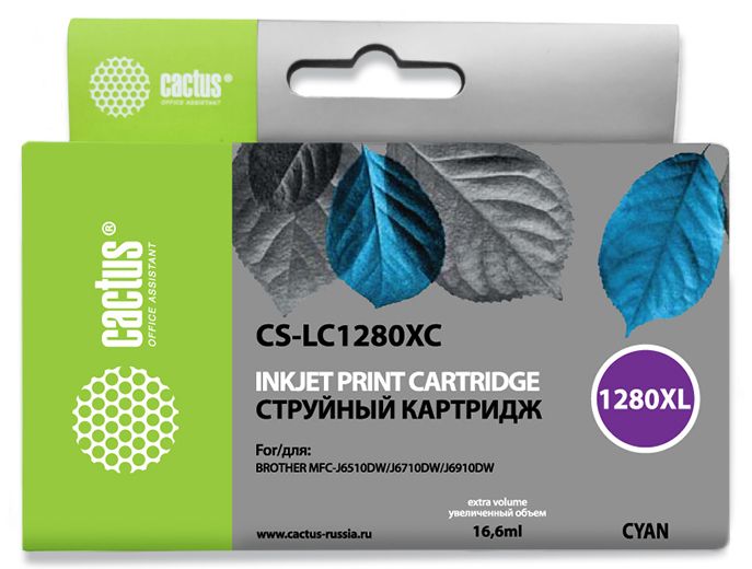 

Картридж Cactus CS-LC1280XC голубой для Brother MFC-J6510/6910DW (16.6мл), CS-LC1280XC