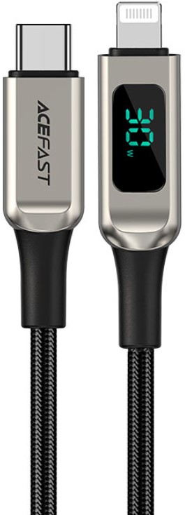 

Кабель ACEFAST C6-01 USB Type-C/Lightning, 1.2м, с цифровым дисплеем, серебристый, C6-01