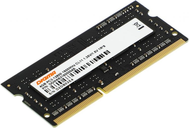 

Модуль памяти DDR3L 4GB Digma DGMAS31600004S PC3-12800 1600MHz CL11 1.35В single rank Ret RTL, DGMAS31600004S
