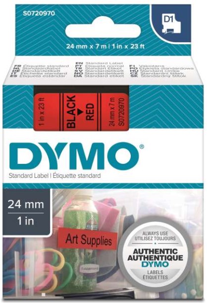 Картридж Dymo S0720970 с лентой 24 мм х 7 м., пластик, черный шрифт/красная лента