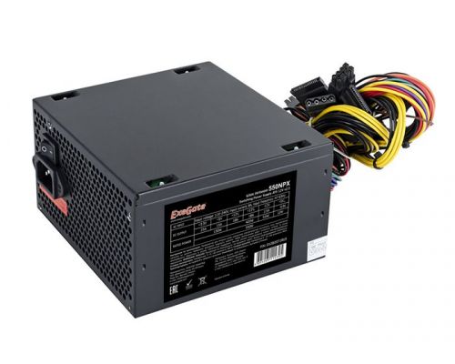 Блок питания ATX Exegate 550NPX EX282071RUS-PC 550W, PC, black,12cm fan, 24p+4p, 6/8p PCI-E, 3*SATA,