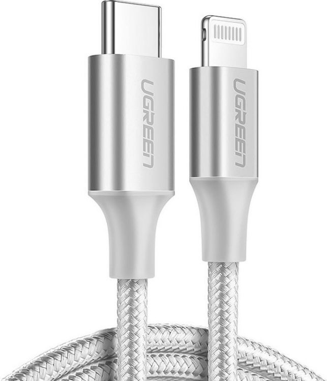 

Кабель интерфейсный UGREEN 70525 USB-C to Lightning, 2 м. Цвет: серебристый, 70525