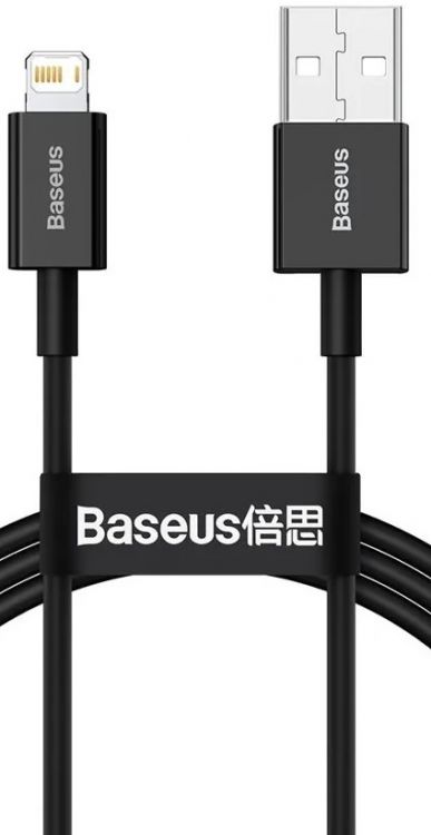 

Кабель интерфейсный Baseus CALYS-C01 USB Type A - Lightning 2.4A силиконовый 2m black, CALYS-C01