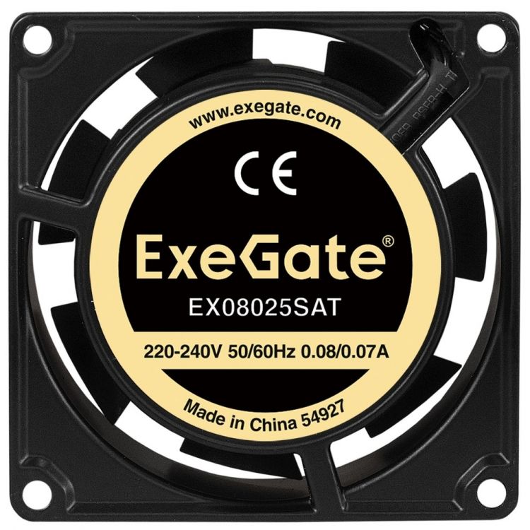 

Вентилятор для корпуса Exegate EX08025SAT 80x80x25mm, 2500rpm, 18CFM, 31dBA, 220V, EX08025SAT