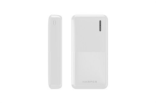 Аккумулятор внешний Harper PB-20011 WHITE H00003044 20 000mAh, Li-Pol, вход 5V/2A, выход 2 USB: 5V/1, цвет белый - фото 1