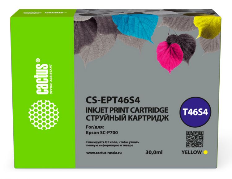 

Картридж Cactus CS-EPT46S4 желтый (30мл) для Epson SureColor SC-P700, CS-EPT46S4