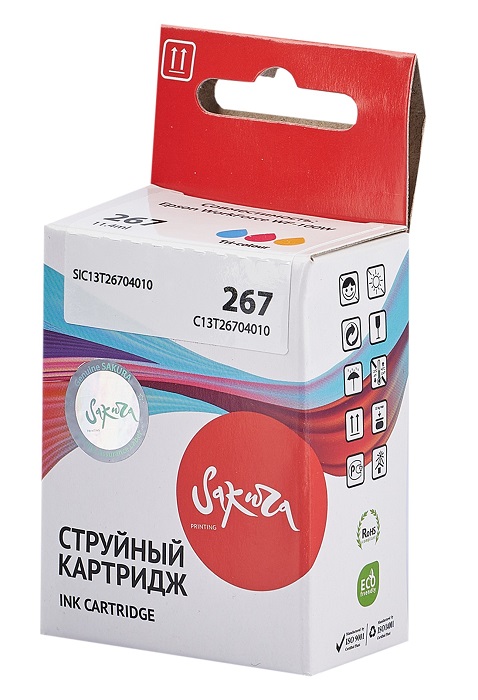 Картридж струйный Sakura C13T26704010 (267 Colour) для Epson WorkForce WF-100W, пигментный тип чернил, триколор, 200 к.