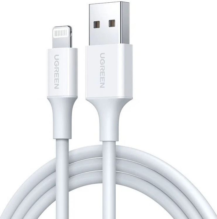 

Кабель UGREEN US155 80315 USB-A Male/Lightning Male, корпус ABS с никелевым покрытием, 1.5м, white, US155