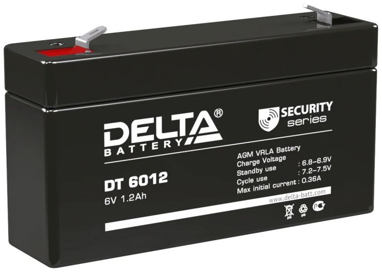 Батарея Delta DT 6012 6В, 1.2Ач, цвет черный - фото 1