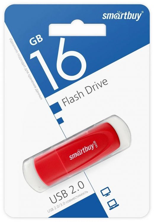 

Накопитель USB 2.0 16GB SmartBuy SB016GB2SCR Scout красный, SB016GB2SCR