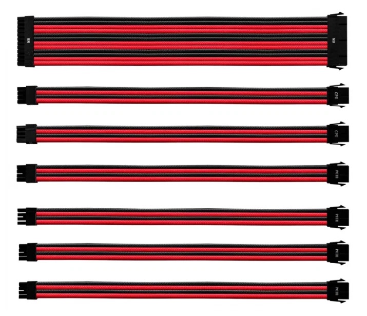 Комплект Cooler Master CMA-NEST16RDBK1-GL удлинителей для БП, красный/черный, 30см
