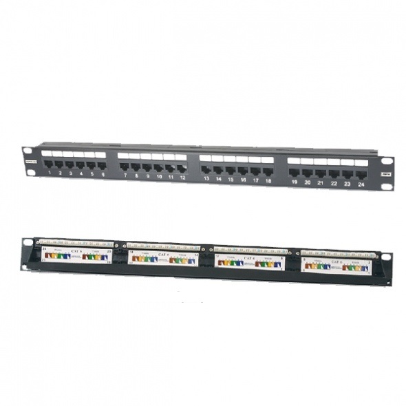 

Патч-панель Eurolan 27B-U6-24BL 19", 1U, Cat 6, 24 порта RJ45 (8p8c), неэкранированная, 110 IDC, 27B-U6-24BL