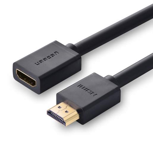 

Кабель интерфейсный HDMI-HDMI UGREEN 10141 male to female в оплетке, 1 м, черный, 10141