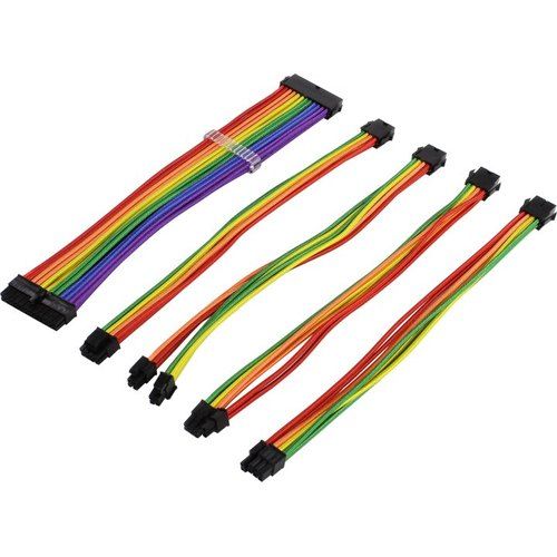Комплект 1STPLAYER RB-001 кабелей-удлинителей для БП, 350mm, rainbow