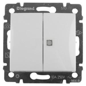 Выключатель Legrand 774445 Valena CLASSIC - двухклавишный с индикацией, 10 A, 250 В~, белый