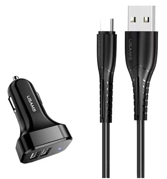 Зарядное устройство автомобильное Usams Travel Kit King Tu УТ000029192 2*USB+кабель Micro U35, черное (NTU35MC13TZ)