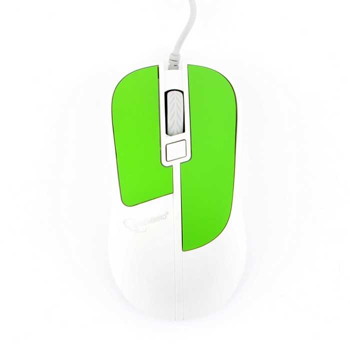 Мышь Gembird MOP-410 зелёный, USB, 3 кнопки+колесо кнопка, soft touch, 1600 DPI кабель 1.5м