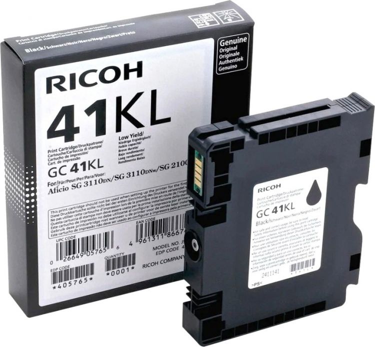 

Картридж гелевый Ricoh тип GC 41KL 405765 черный (600 страниц) для Aficio SG 2100N/3110DN/3110DNw/3110DNw/3100SNw/3110SFNw, тип GC 41KL