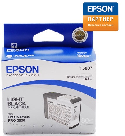 

Картридж Epson C13T580700 для принтера Stylus Pro 3800 (80 ml) светло-черный, C13T580700