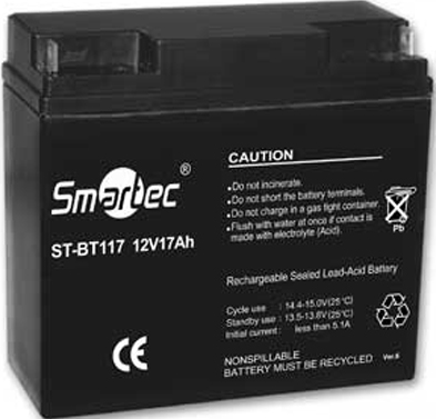 

Аккумулятор Smartec ST-BT117 12 В, 17 Ач, 180x77x168 мм, ST-BT117