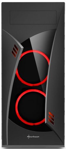 Корпус eATX Sharkoon NIGHT SHARK RED черный, без БП, с окном, 2*USB 2.0, 2*USB 3.0, audio, red led - фото 2