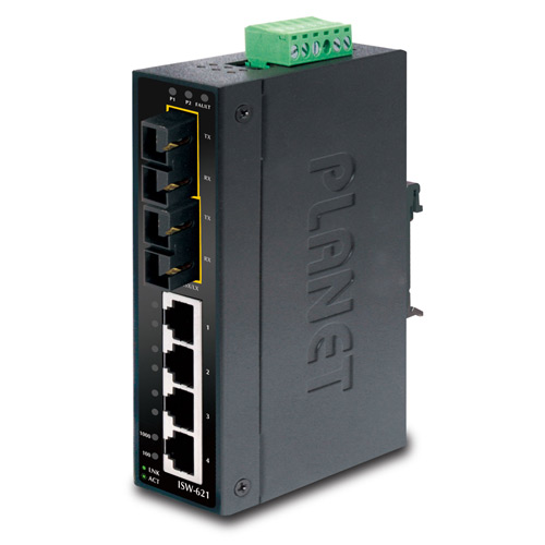 

Коммутатор промышленный Planet ISW-621 4+2 100FX Port Multi-mode Industrial Ethernet Switch - 2km (-10~60 degrees C operating temperature), ISW-621