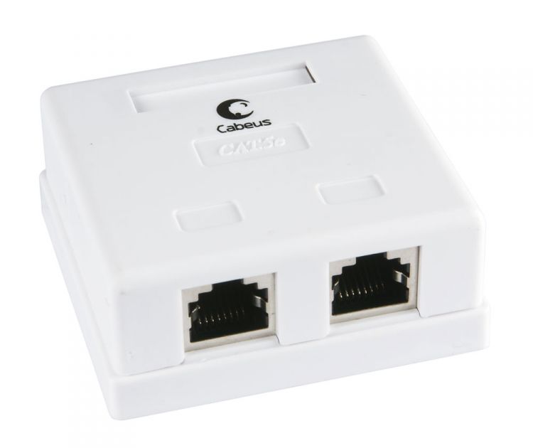 

Розетка Cabeus WS-8P8C-Cat.5e-SH-2 компьютерная RJ-45(8P8C), категория 5e, экранированная, двойная, внешняя, Krone type, WS-8P8C-Cat.5e-SH-2