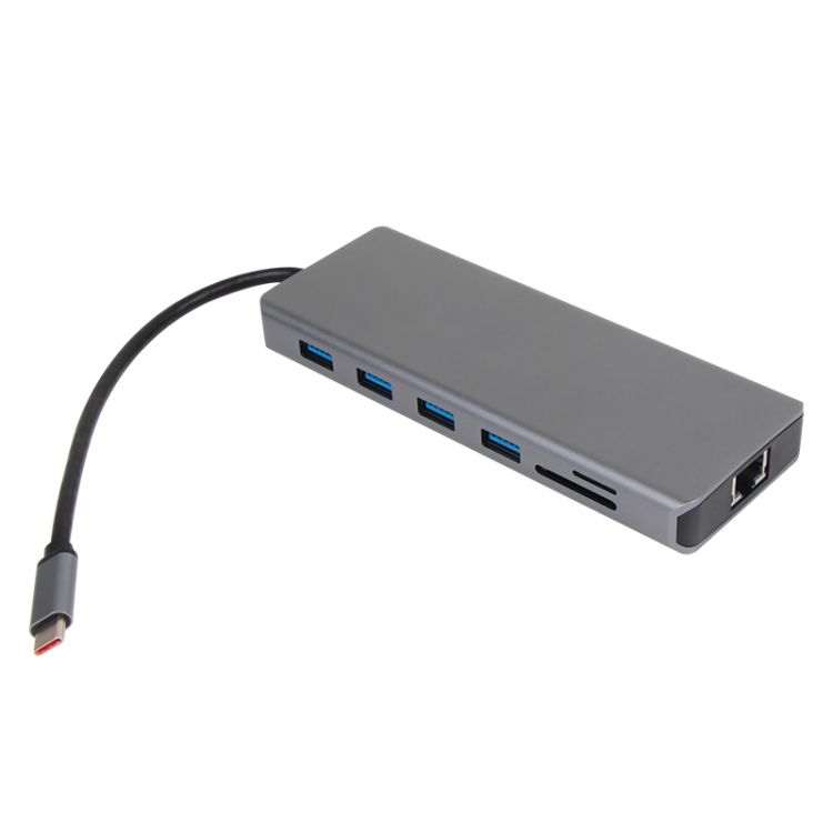 

Концентратор VCOM CU4706 TypeC/(2*HDMI+DP)4K*60Hz 3*USB3.0 TC USB2.0 RJ45 SD TF PD audio TC адаптер, CU4706