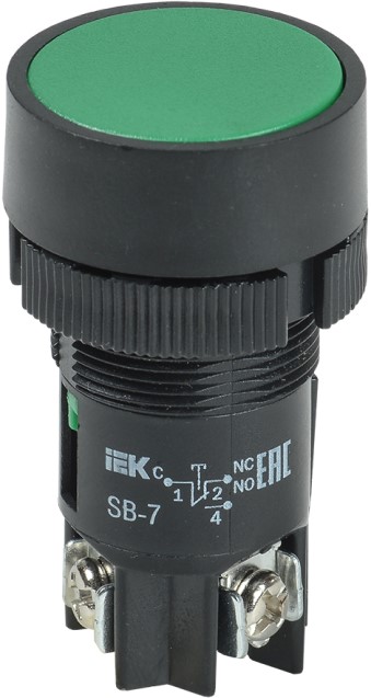 

Кнопка IEK BBT40-SB7-K06 SВ-7 Пуск зеленая 1з+1р d22мм/240В, BBT40-SB7-K06