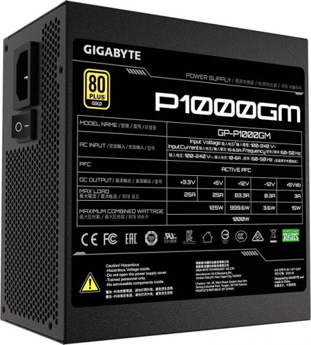 Блок питания ATX GIGABYTE P1000GM 1000W, 80 PLUS Gold, Active PFC, 120mm fan, fully modular GP-P1000GM - фото 5