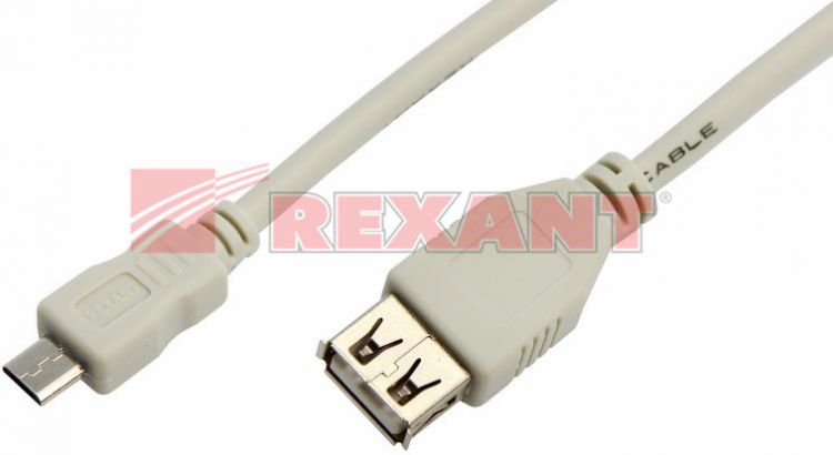 Кабель Rexant 18-1161 micro USB (male) - USB-A (female) 0.2M
