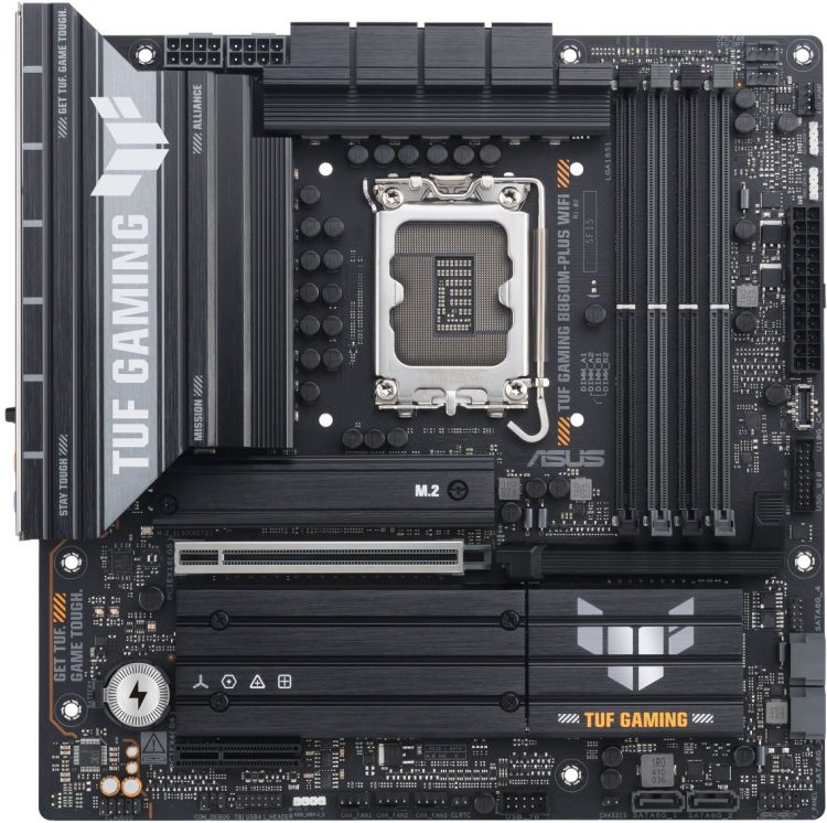 

Материнская плата mATX ASUS TUF GAMING B860M-PLUS WIFI (LGA1851, B860, 4*DDR5, 4*SATA, 3*M.2, WiFi, BT, 6*USB 3.2, USB 2.0, USB Type-C, PCIe, DP, HDMI, TUF GAMING B860M-PLUS WIFI