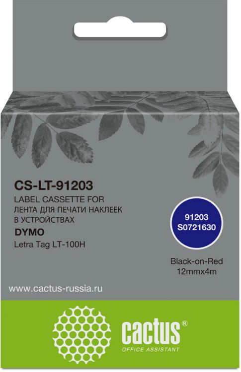 

Картридж ленточный Cactus CS-LT-91203 черный/красный для Dymo Letra Tag LT-100H, CS-LT-91203