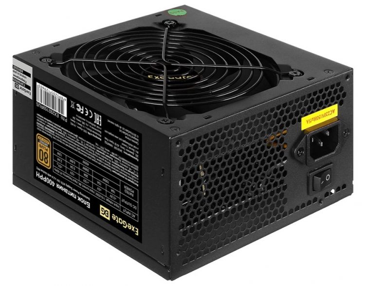 

Блок питания ATX Exegate EX292159RUS 400PPH, 400W, APFC, 80 PLUS Bronze, 120mm fan, RTL(color box), EX292159RUS