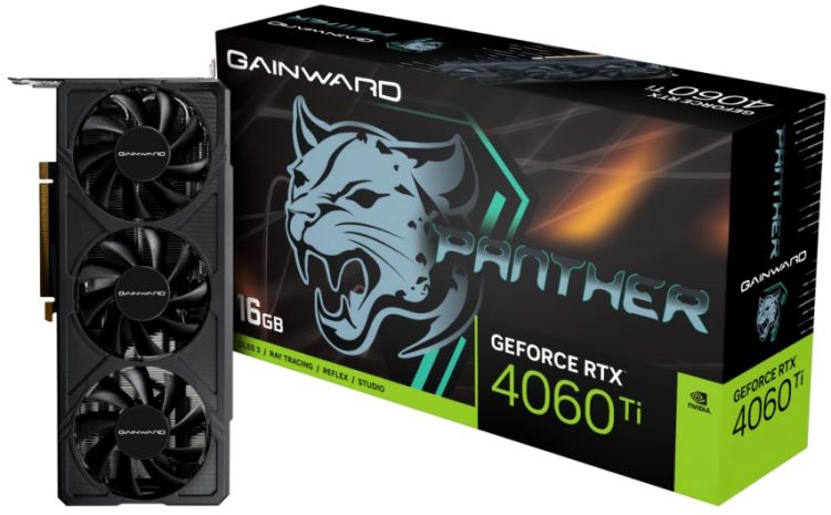 Видеокарта PCI-E Gainward GeForce RTX 4060 Ti PANTHER (NE6406T019T1-1061Z) 16GB GDDR6 128bit 1042/14000MHz 3*DP HDMI RTL