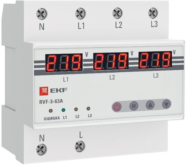 

Реле контроля фаз EKF RVF-3-63a с дисплеем, RVF-3-63a