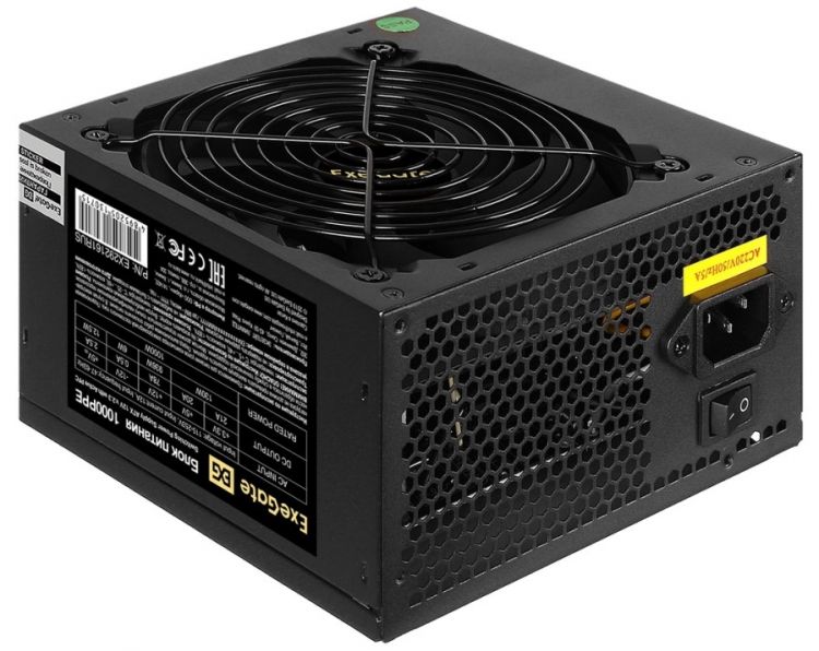 

Блок питания ATX Exegate EX292161RUS-S 1000W, APFC, 80 PLUS, 120mm fan, кабель 220V с защитой от выдергивания, EX292161RUS-S