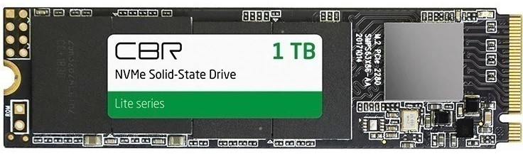 Накопитель SSD M.2 2280 CBR SSD-001TB-M.2-LT22 Lite, SM2263XT, 1TB, PCIe 3.0 x4, NVMe 1.3, 3D TLC NAND, 2300/1800MB/s, TBW 500