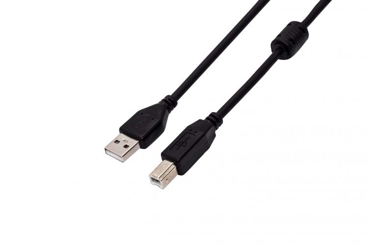 Кабель интерфейсный USB 2.0 Filum FL-CPro-U2-AM-BM-F1-1.8M 1.8 м., ферритовое кольцо, черный, разъемы: USB A male-USB B male, пакет