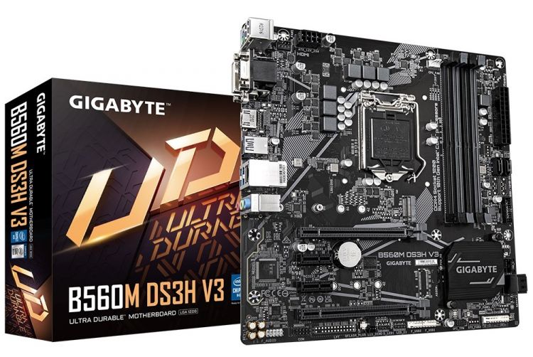 Материнская плата mATX GIGABYTE B560M DS3H V3 (LGA1200, H470, 4*DDR4 (3200), 4*SATA 6G RAID, M.2, 4*PCIE, Glan, D-Sub, DVI-D, HDMI, 3*USB 3.2, 2*USB 2 цена и фото