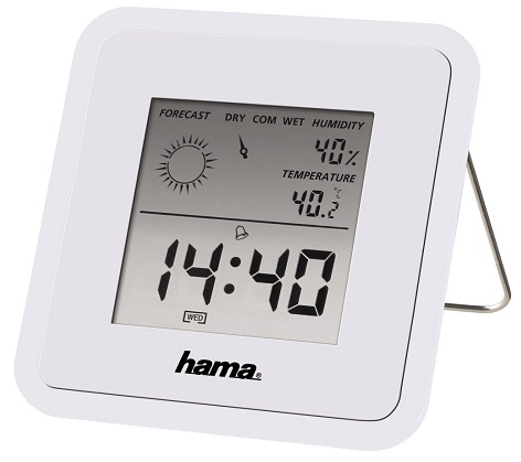 Термометр HAMA TH50 гигрометр, часы, прогноз погоды, белый