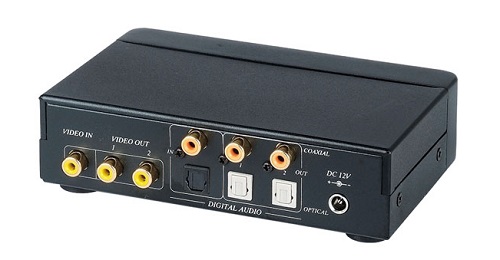 Распределитель SC&T CD02D разветвитель видеосигнала и цифрового аудио (1 вход/2 выхода (1хRCA видео, 1хRCA цифр. аудио, оптический аудио порт Toslink)