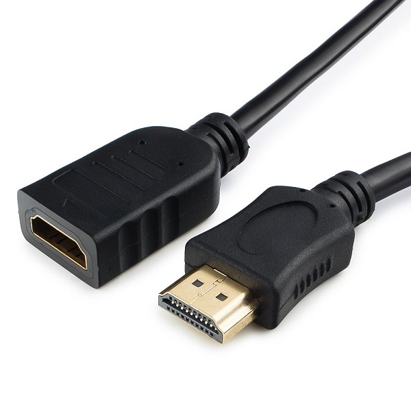 Кабель-удлинитель Cablexpert CC-HDMI4X-0.5M HDMI v2.0, 19M/19F, черный, позол.разъемы, экран