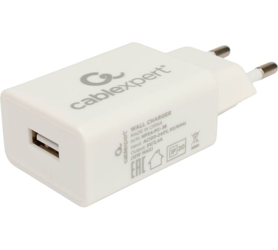 

Зарядное устройство сетевое Cablexpert MP3A-PC-38 10.5Вт, 2.1A, 1 порт USB, белый, пакет, MP3A-PC-38