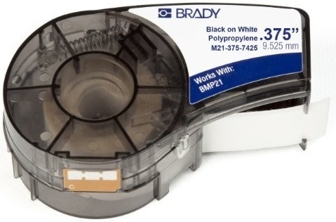 

Лента красящая Brady M21-375-7425 brd121014 9.53 мм/6.4 м, полипропилен, черный на белом (матовый), для BMP21, M21-375-7425