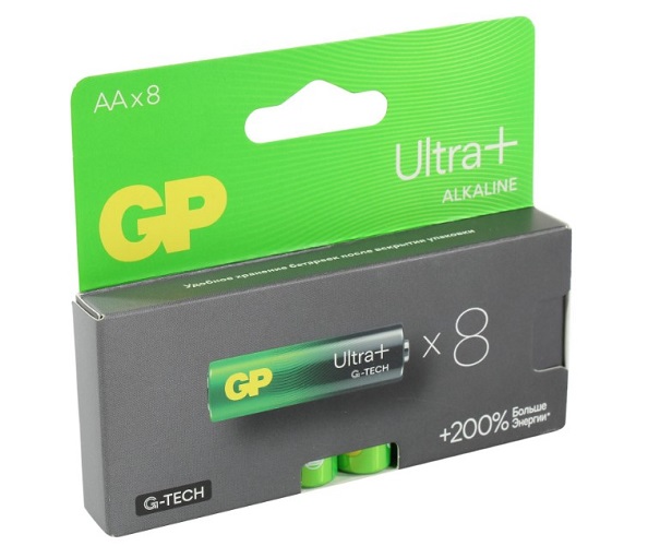 Батарейка GP Ultra Plus Alkaline 15AUPA21-2CRB8 1.5V, 8шт, size AA, щелочная