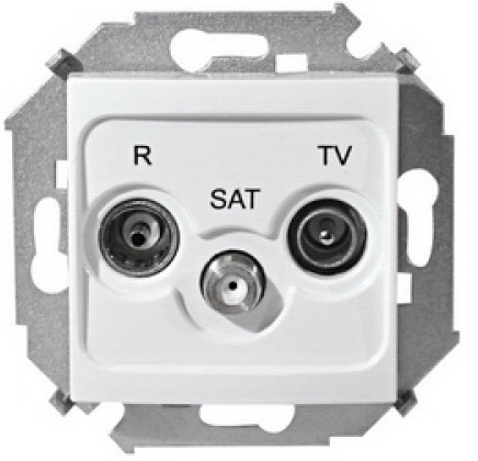 

Розетка Simon 1591466-030 Simon 15 Белый R-TV-SAT одиночная, винт.заж., 1591466-030