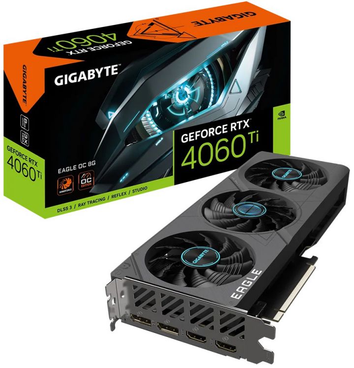 

Видеокарта PCI-E GIGABYTE GeForce RTX 4060 Ti EAGLE OC (GV-N406TEAGLE OC-8GD) 8GB GDDR6 128bit 8nm 2310/18000MHz 2*HDMI/2*DP, GeForce RTX 4060 Ti EAGLE OC (GV-N406TEAGLE OC-8GD)