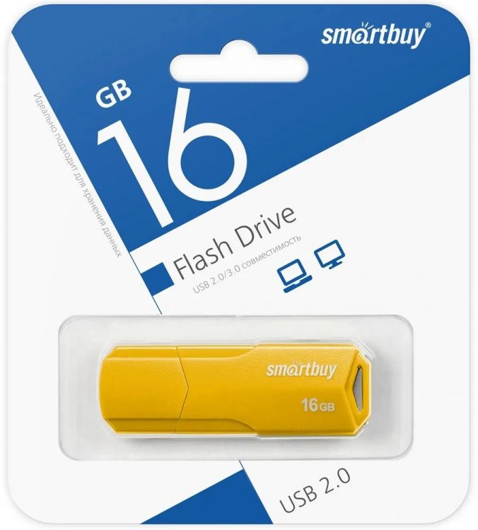 

Накопитель USB 2.0 16GB SmartBuy SB16GBCLU-Y Clue, жёлтый, SB16GBCLU-Y